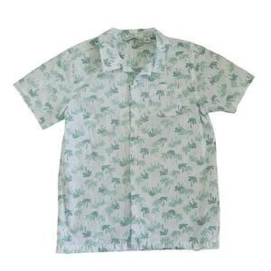 Janie And Jack Green Palm Tree Print Short Sleeve Shirt
